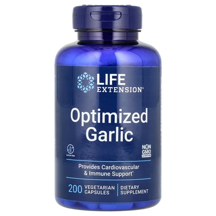 Life Extension, оптимизированный экстракт чеснока, стандартизированные капсулы с чесноком, 200 вегетарианских капсул