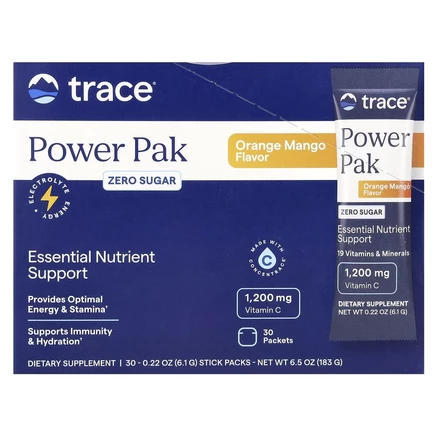 Trace Minerals ®, PowerPak, апельсин и манго, 30 пакетиков по 5 г (0,18 унции)