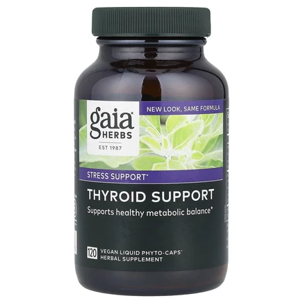 Gaia Herbs, Средство для поддержки щитовидной железы, 120 вегетарианских фито-капсул с жидкостью