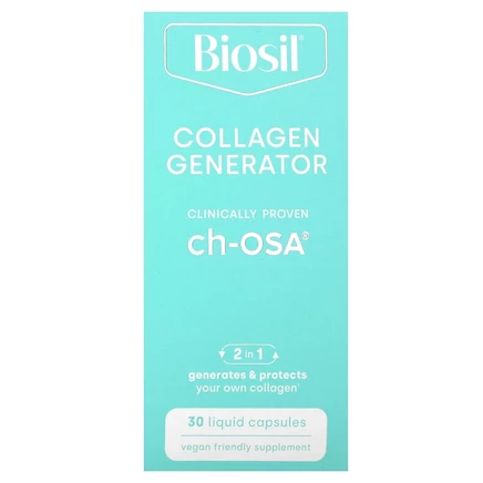 Biosil, Collagen Generator, средство для стимулирования производства коллагена, 30 капсул с жидкостью