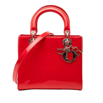 Женская сумка Dior Medium Patent Lady Dior, лаковая, б/у