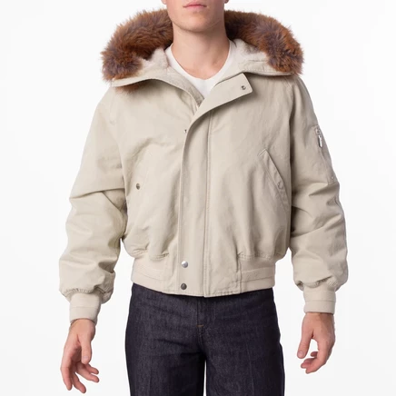 Мужской бомбер Burberry, хлопковый, с меховой отделкой