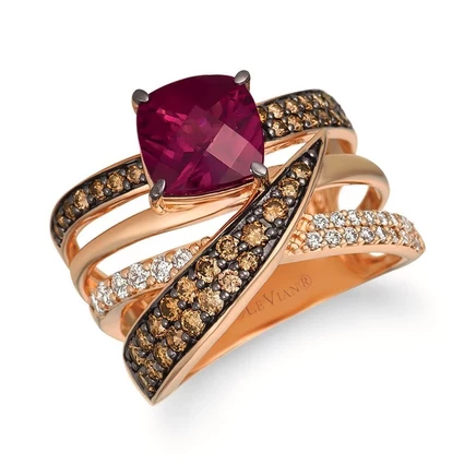 Женское кольцо Le Vian с родолитом, розовое золото 585