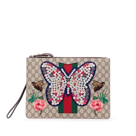 Женский клатч Gucci GG Supreme Web Butterfly