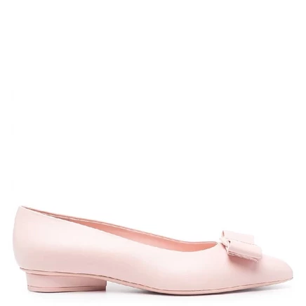 Женские балетки Ferragamo Viva с бантом, розовые