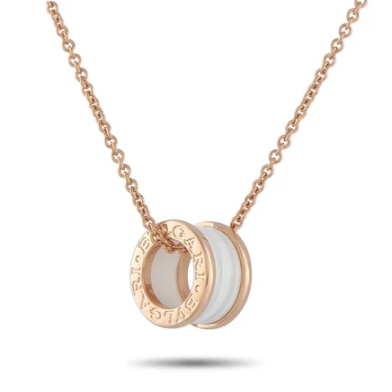 Колье Bvlgari B.zero1, розовое золото, белая керамика