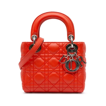Женская сумка Dior Mini Lady Dior Cannage, красная