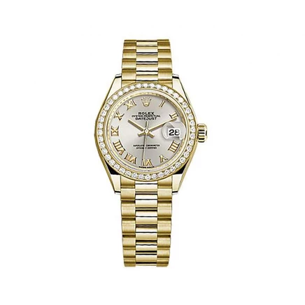 Женские часы Rolex 279138SRP, желтое золото, серебристые