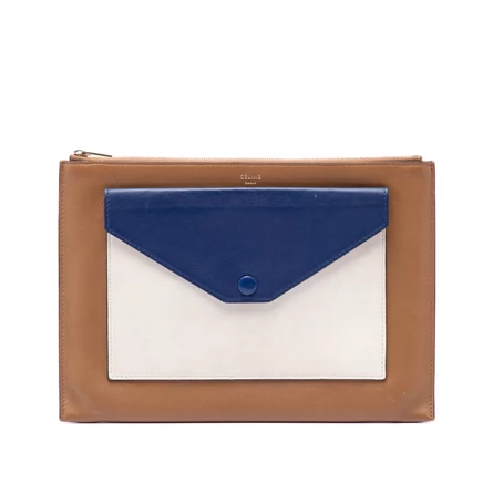 Женский клатч Celine Tricolor, кожаный, с карманом