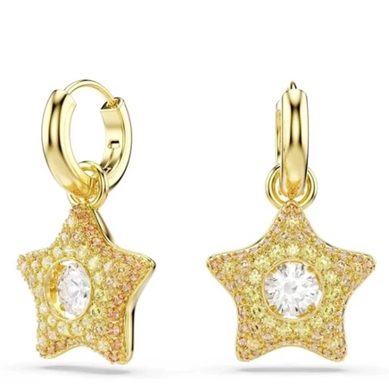 Женские серьги Swarovski Sublima, звезды, позолота 18 карат