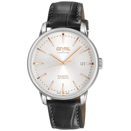 Мужские часы Gevril Mulberry 9621, автоподзавод, серебристые