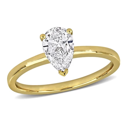 Женское кольцо Created Forever груша, 14K желтое золото