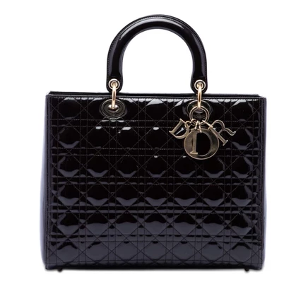 Женская сумка Dior Lady Dior Large Cannage, лаковая кожа