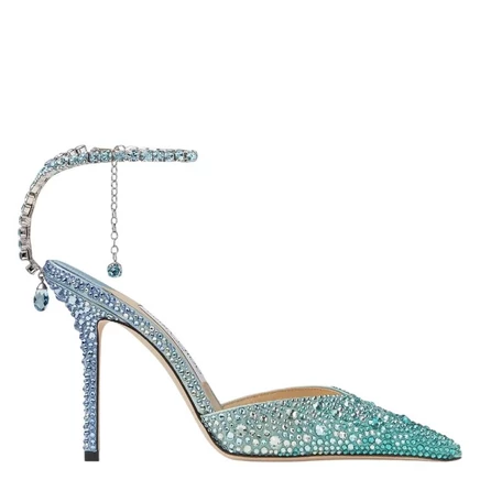 Женские туфли Jimmy Choo Saeda 100, сине-зеленые