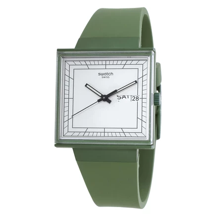 Унисекс-часы Swatch What If...Green? SO34G700, белые