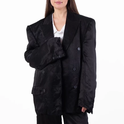Женский жакет Balenciaga Steriod, двубортный, черный