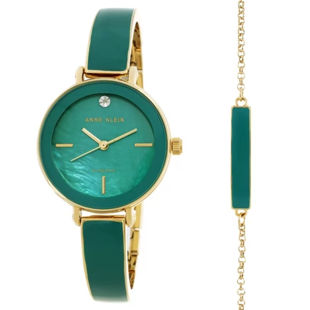 Женские часы Anne Klein AK/3620GNST, зеленые перламутровые