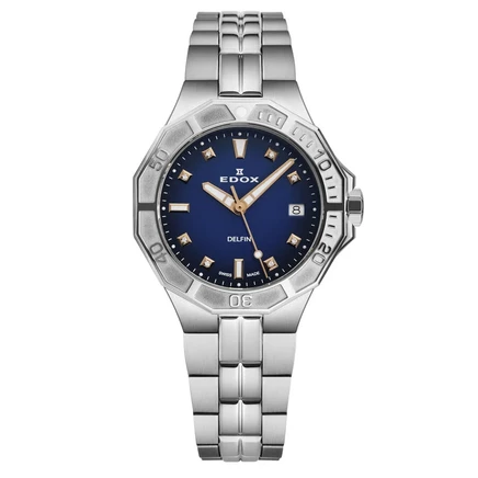 Женские часы Edox Delfin 53020 3M BUDDR, синие