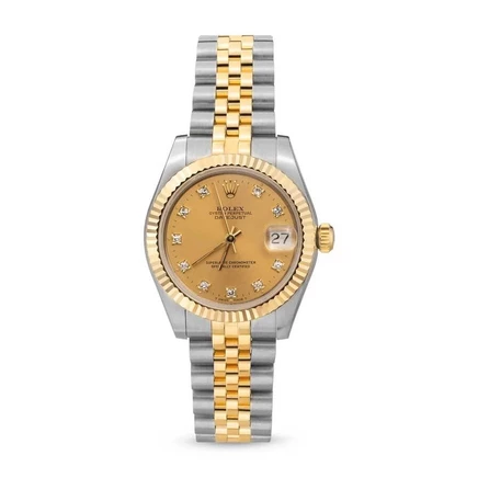 Женские часы Rolex Datejust 68273 с бриллиантами, шампань