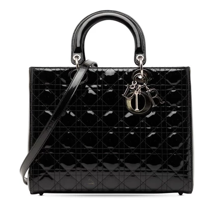 Женская сумка Dior Lady Dior Cannage, лаковая кожа