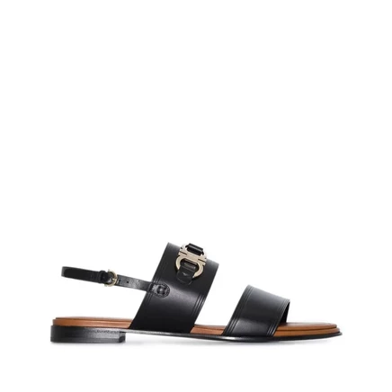 Женские сандалии Ferragamo Gancini, кожаные, черные