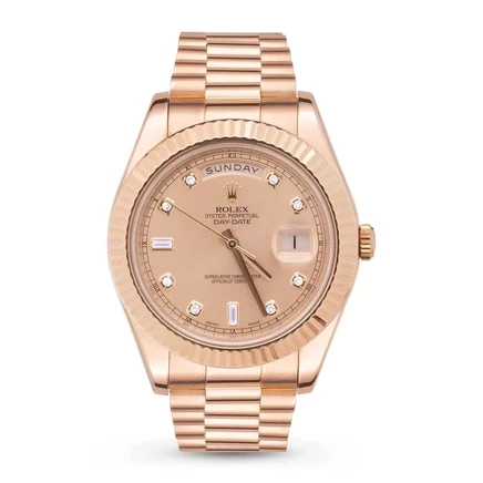 Мужские часы Rolex Day-Date II 218235, б/у, розовое золото