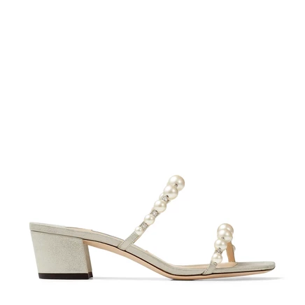 Женские сандалии Jimmy Choo Amara 45, кожа, шампань/белые