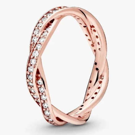 Женское кольцо Pandora Twisted Lines, розовое золото