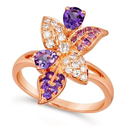 Женское кольцо Le Vian Grape Amethyst Floral, 14K золото