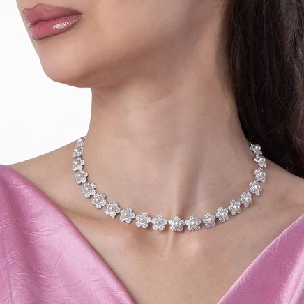 Женский чокер Swarovski Matrix, кристаллы и жемчуг