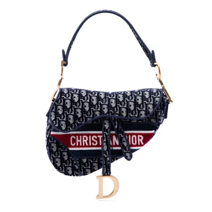 Женская сумка Dior Saddle Oblique, вышитый бархат