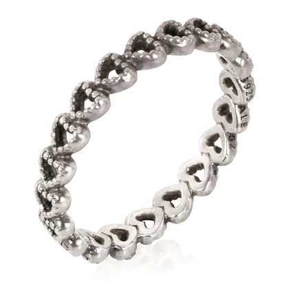 Женское кольцо Pandora Band of Hearts, серебряное