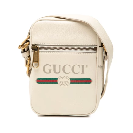 Унисекс мини-сумка Gucci Logo из зернистой кожи