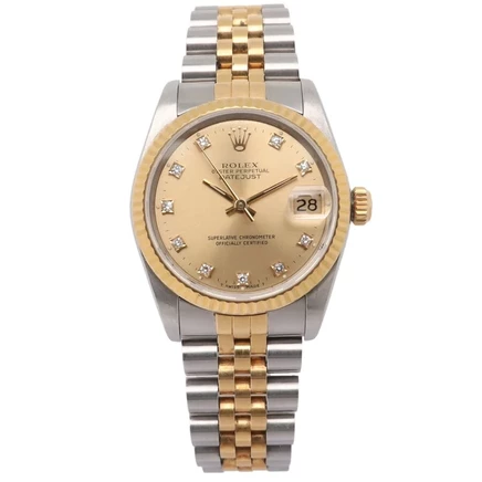 Унисекс-часы Rolex Datejust 68273, бриллианты, шампань