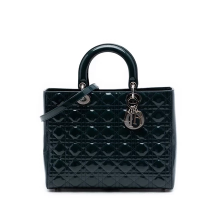 Женская сумка Dior Lady Dior Large Cannage лаковая