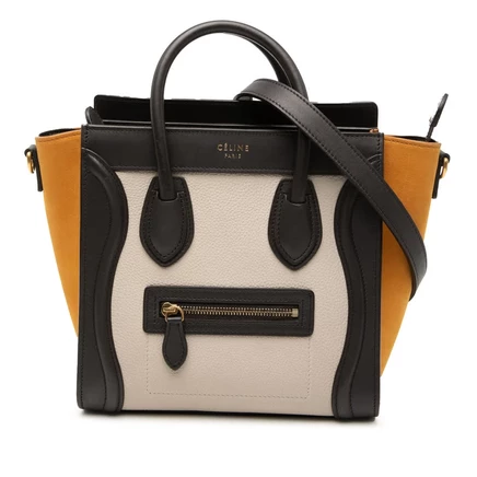 Женская сумка Celine Nano Tricolor Luggage, нубук и кожа