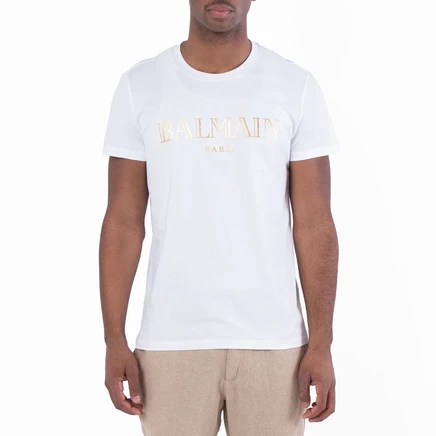 Мужская футболка Balmain Metallic Logo, белая