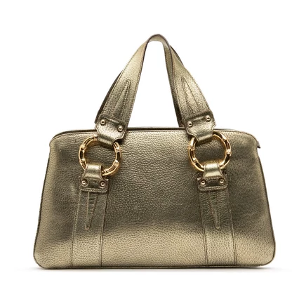 Женская сумка Gucci Metal Bamboo из кожи, металлик