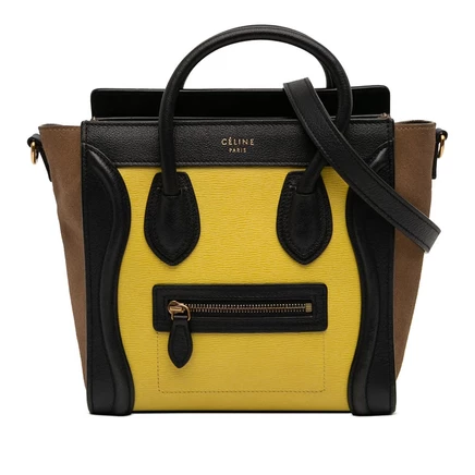 Женская сумка Celine Nano Luggage из кожи и замши