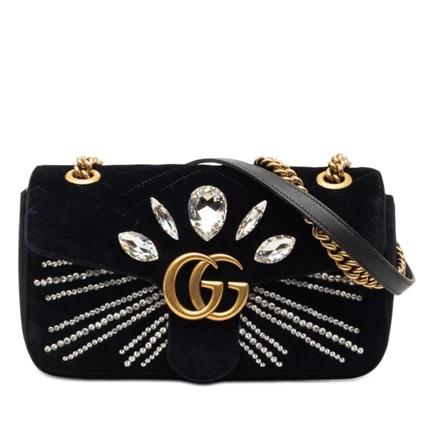 Женская сумка Gucci GG Marmont, бархатная с кристаллами