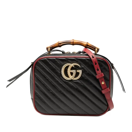 Женская сумка Gucci GG Marmont Bamboo Satchel