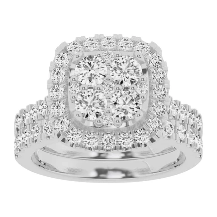 Набор Brilliant Diamond 2 карата, кушон, белое золото