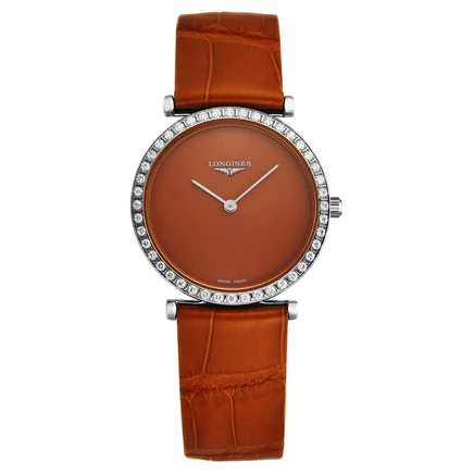 Женские часы Longines L4.523.0.92.2, кварцевые, оранжевые