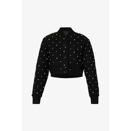 Женский атласный бомбер Givenchy с вышивкой, серебристый