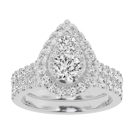 Набор Brilliant Diamond 2 карата, грушевидный, белое золото