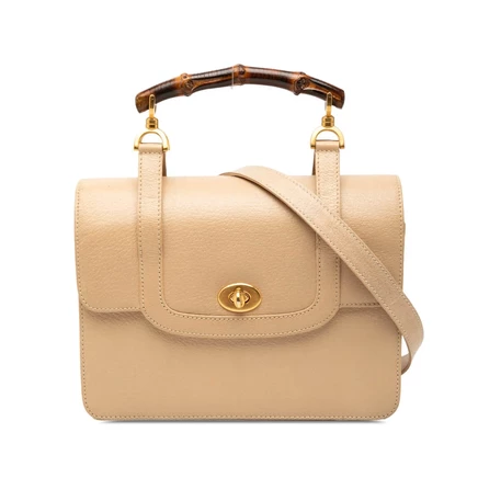 Женская сумка Gucci Calfskin Turnlock Bamboo
