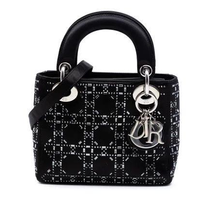 Женская сумка Dior Lady Dior мини, сатин, кристаллы