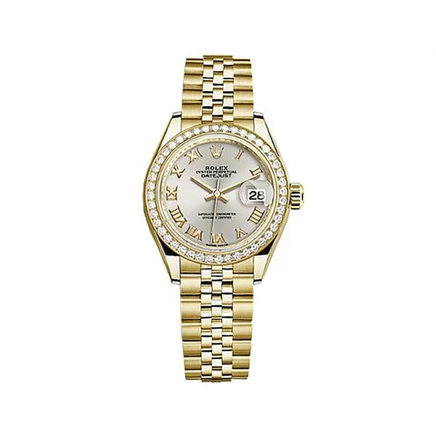 Женские часы Rolex 279138SRJ, желтое золото, серебристые
