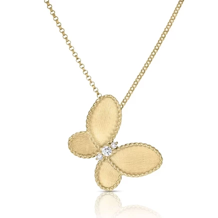 Женское колье Roberto Coin Jasmine Butterfly, золото 18К