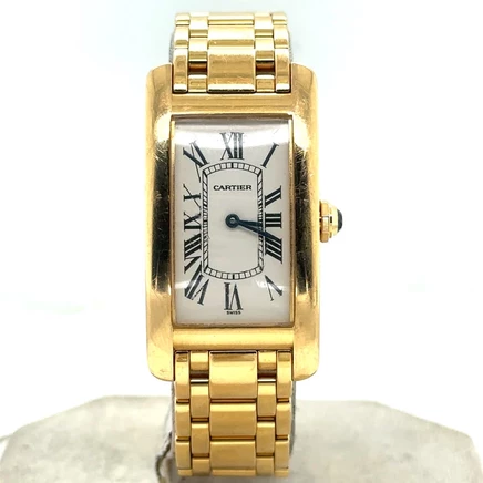 Женские часы Cartier Tank Americaine, б/у, серебристые